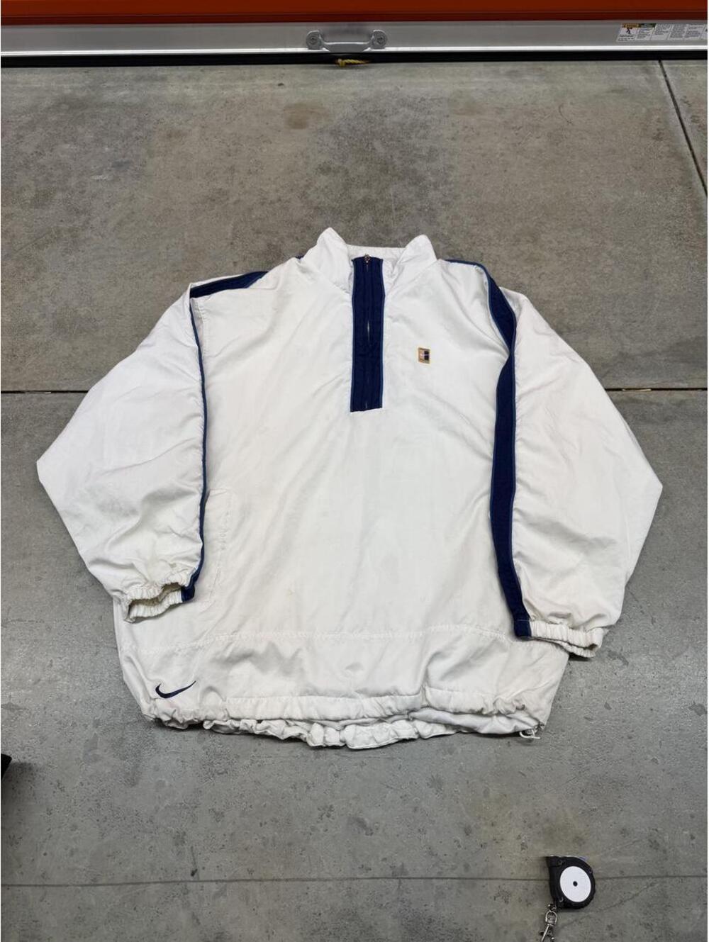 vintage nike court white quarter zip windbreaker track jacket size large